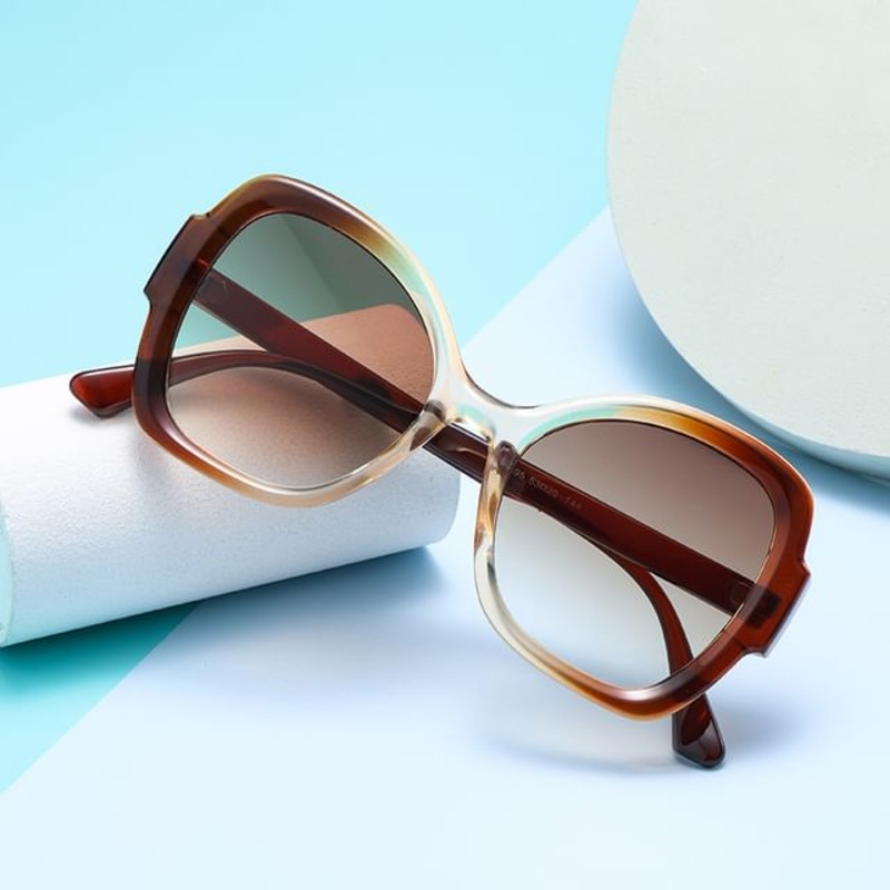 Sunglasses Square Gradient|Black & Blackish Gray|Black & Gray & Blue|Gradient Black & Gradient Gray|Gradient Coffee|Green & Coffee|White & Coffee & Pink|One Size