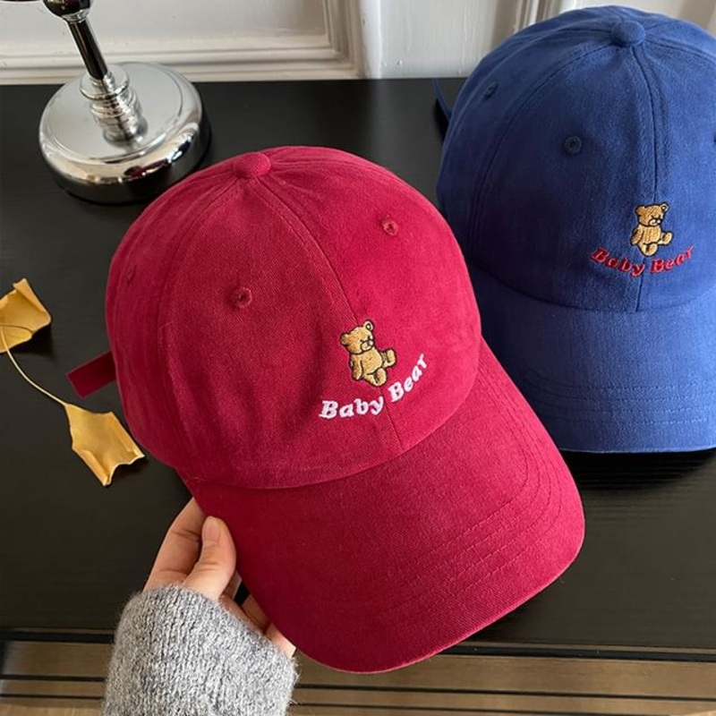 Bear Baseball Cap Embroidered|Blue|M