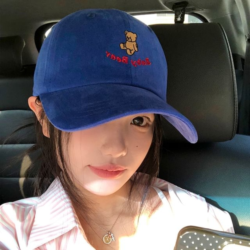 Bear Cap Baseball Embroidered|Black|Blue|Coffee|Khaki|Off-White|Wine Red|M