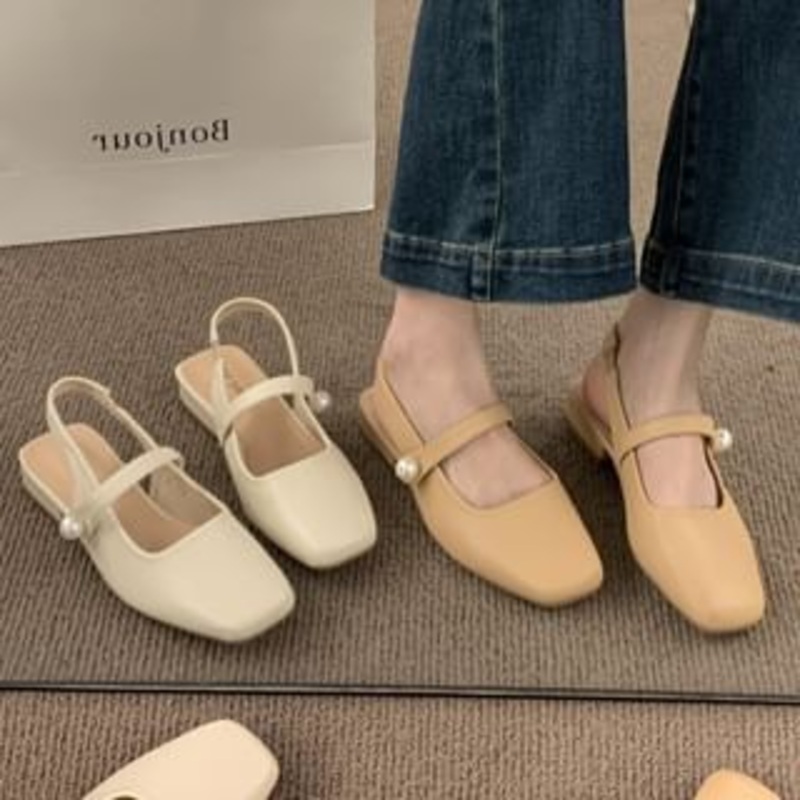 Square Toe Mary Jane Slingback Shoes