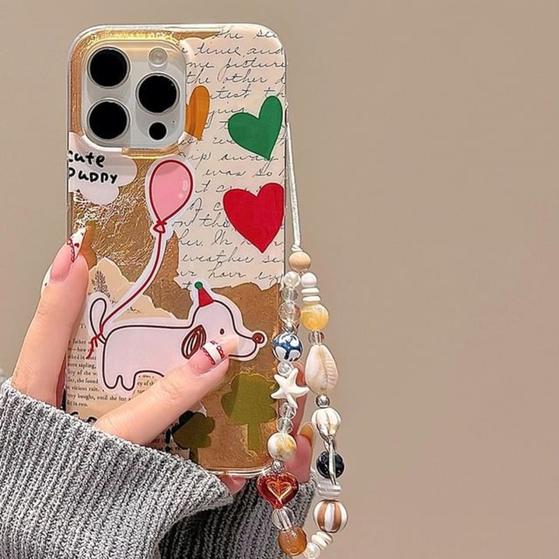Strap Phone Case Dog|With Strap – Case – Dog & Love Heart – Brown & Beige|IPHON XS MAX|IPHONE 11|IPHONE 11 PRO MAX|IPHONE 12|IPHONE 12 PRO|IPHONE 12 PRO MAX|IPHONE 13|IPHONE 13 PRO|IPHONE 13 PRO MAX|IPHONE 14|IPHONE 14 PRO|IPHONE 14 PRO MAX|IPHONE 15|IPHO