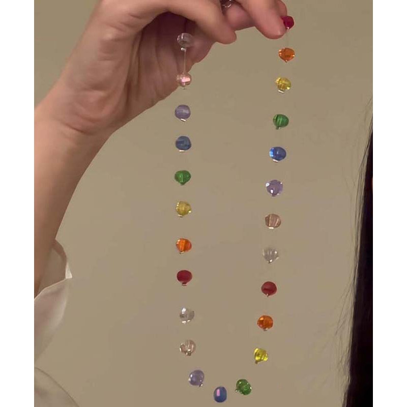Gratuated Rainbow Beads Boho Glass Necklace Bead
