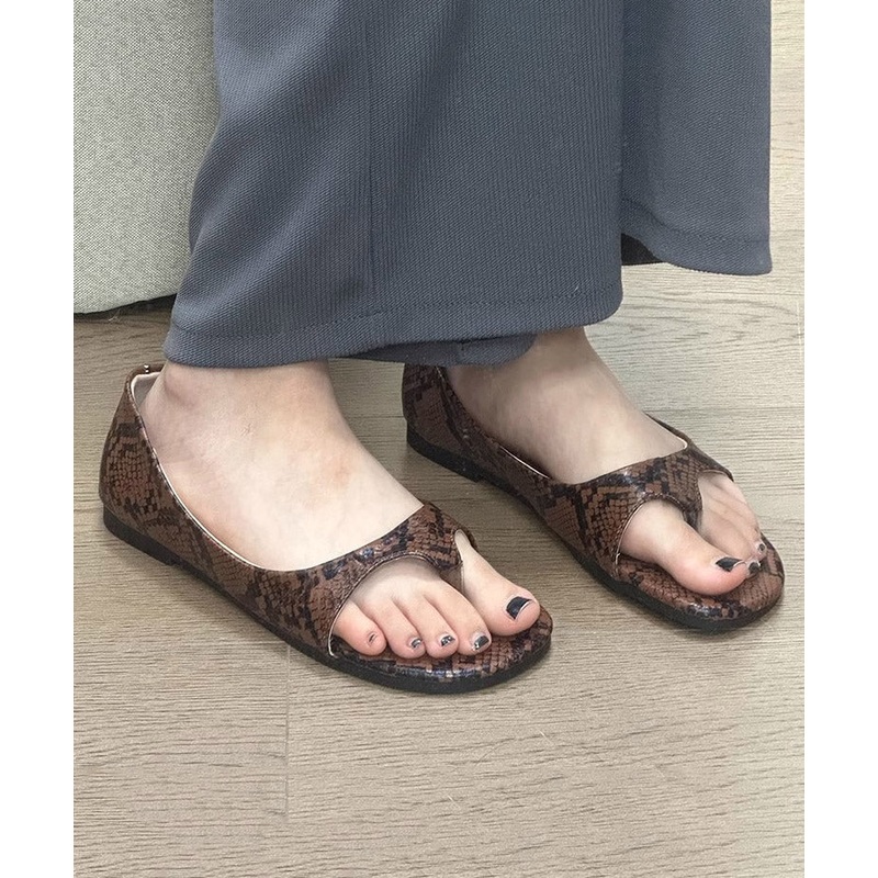 Leopard Fashion Thong Leather Faux New Sandals