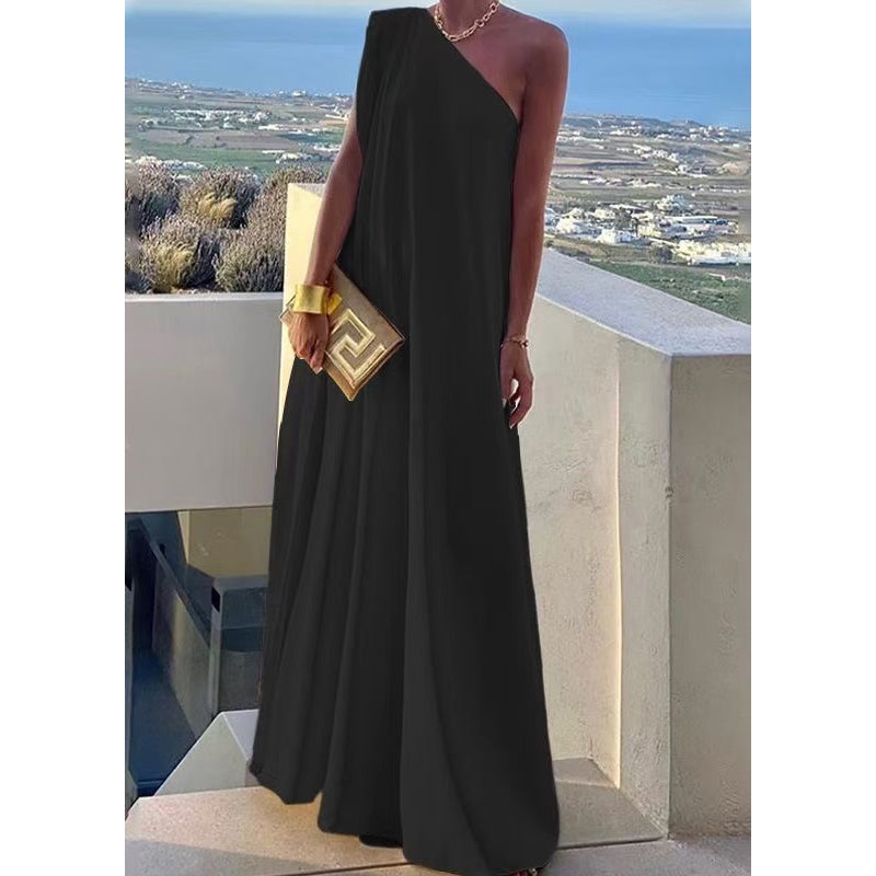 Style One Cotton Party Long Summer Dresses Black Shoulder