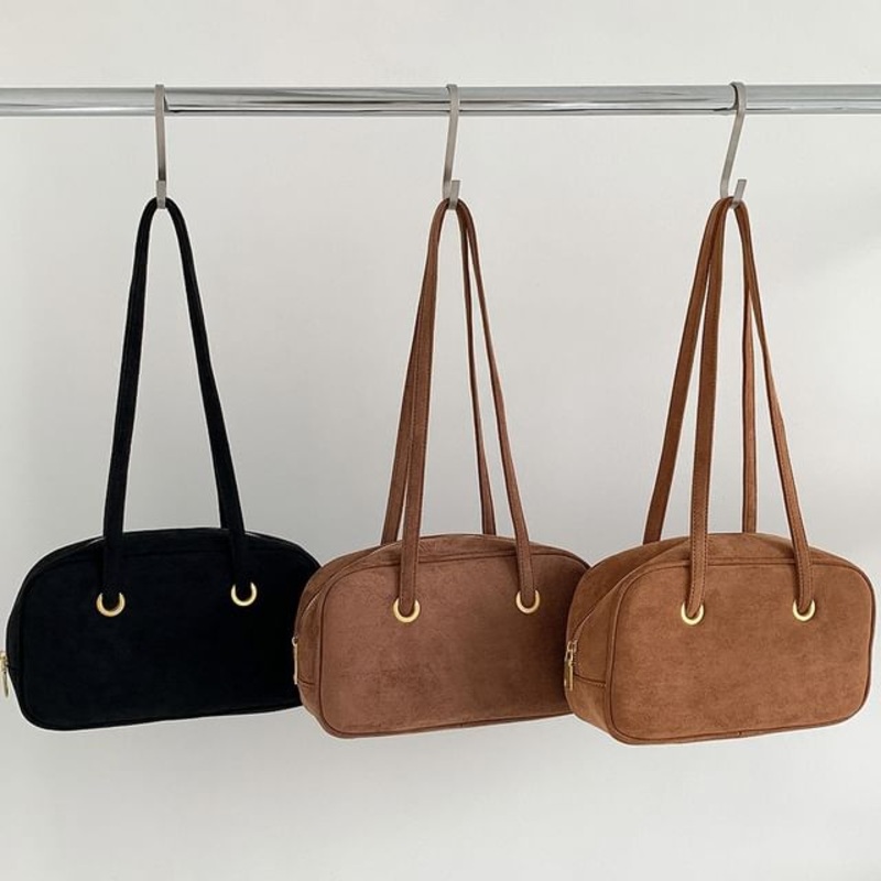Suede Faux Shoulder Bag|Black|Brown|Coffee|One Size