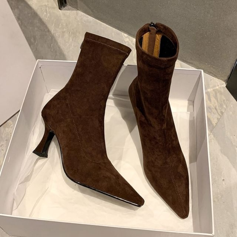 Boots Kitten Heel Pointed|Black|Brown|Khaki|34|35|36|37|38|39|40