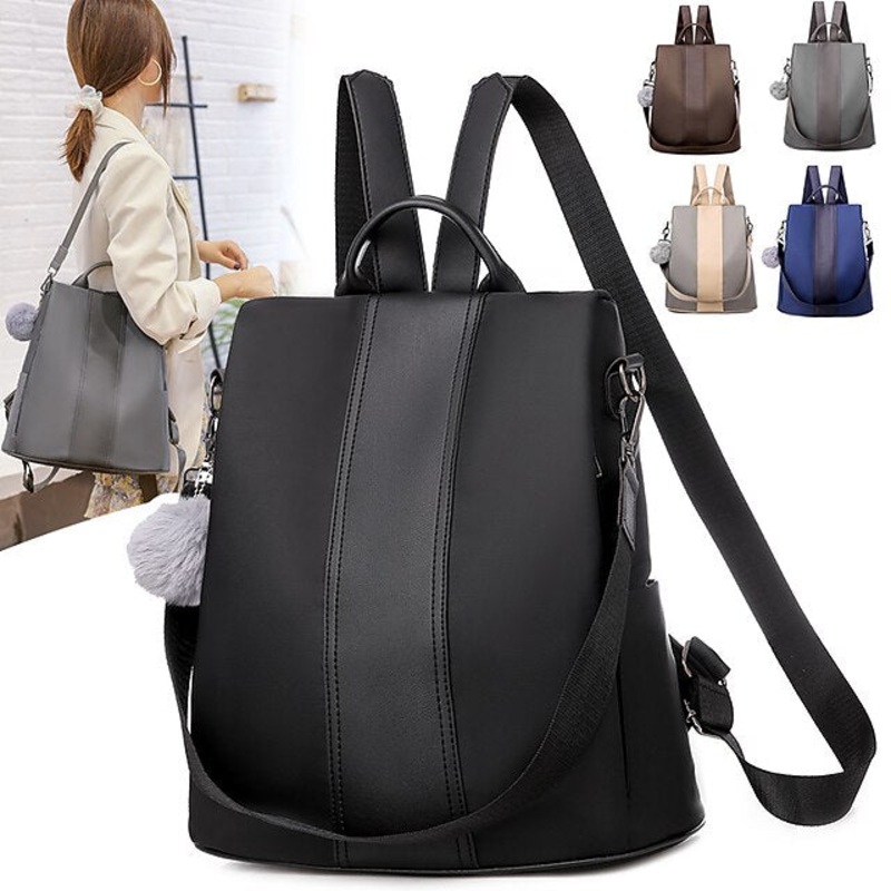 Pom with Purse Leather Convertible Women’s Backpack Faux