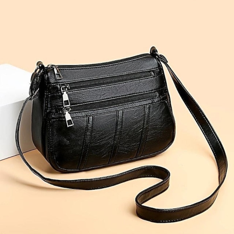 Bag Stylish Leather  Faux Black Crossbody Women’s