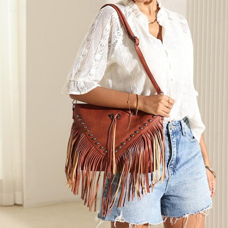 with Women’s Style Crossbody Leather Fringe Bag Bohemian
