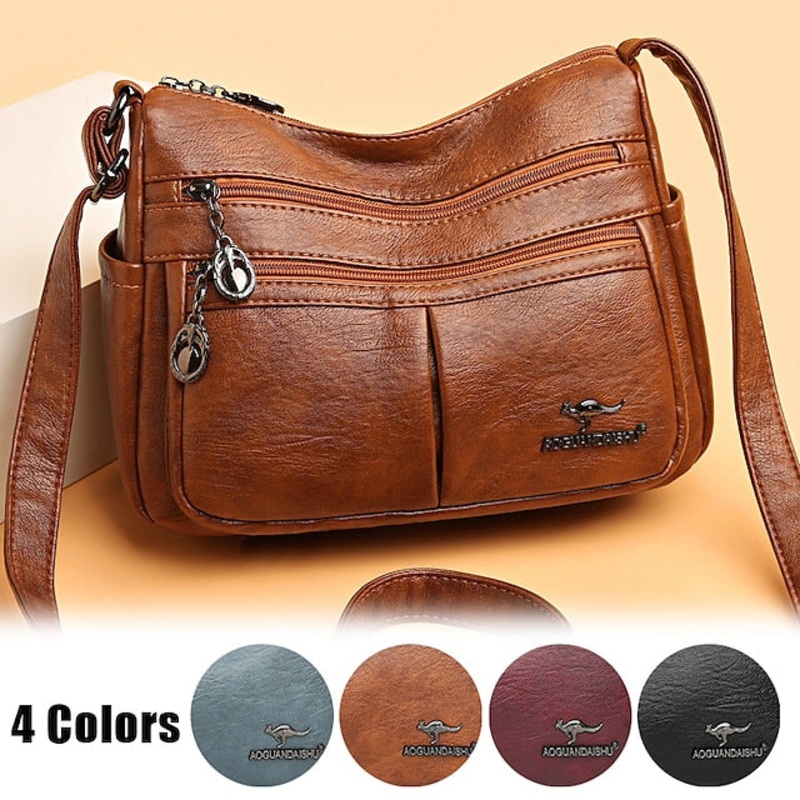Bag Faux Crossbody Leather – Women’s Shoulder Multi-Pocket