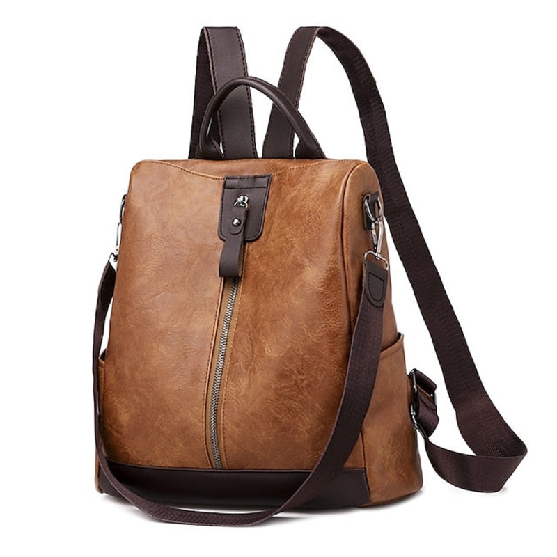 Convertible Backpack Faux Leather Caramel Purse Women’s