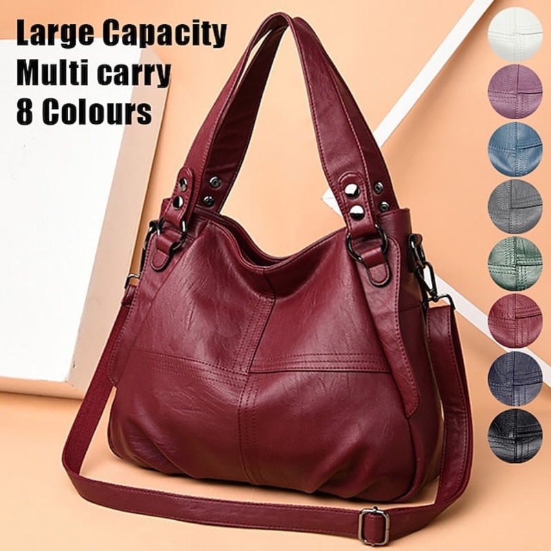 Women’s Faux Leather  Burgundy Bag Large Shoulder