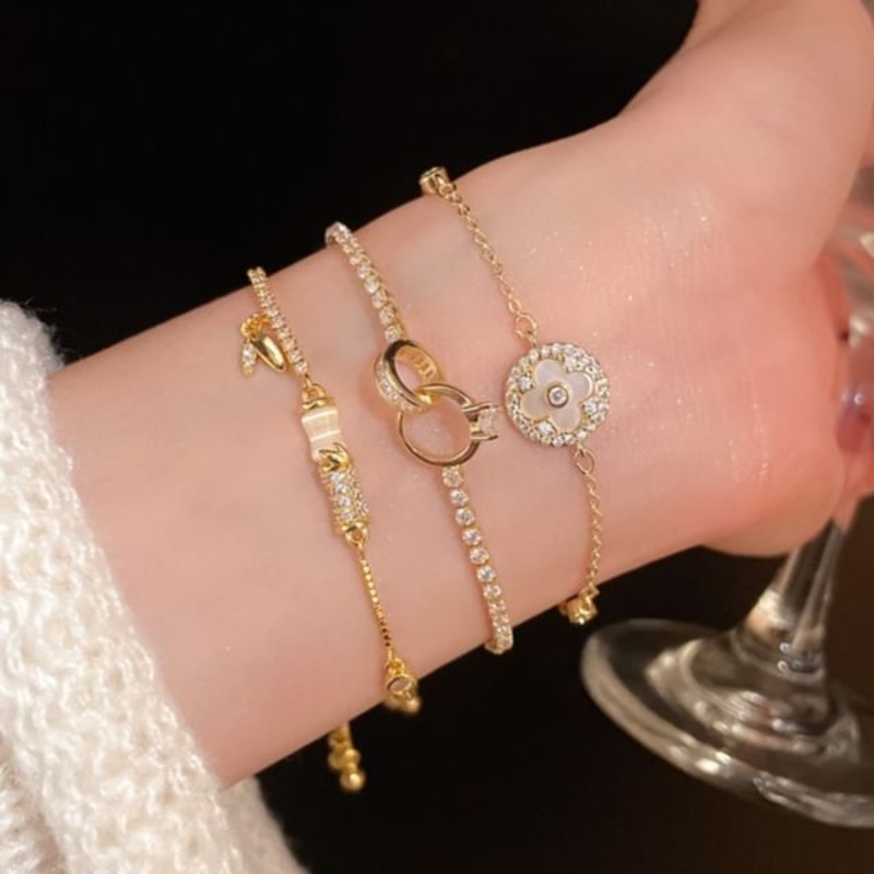CZ Bracelet|01 – Gold|02 – Gold|03 – Gold|One Size