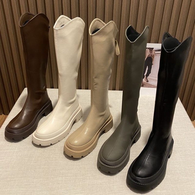 Tall Cowboy Boots Platform|Ash Green|Black|Brown|Off-White|White|35|36|37|38|39|40
