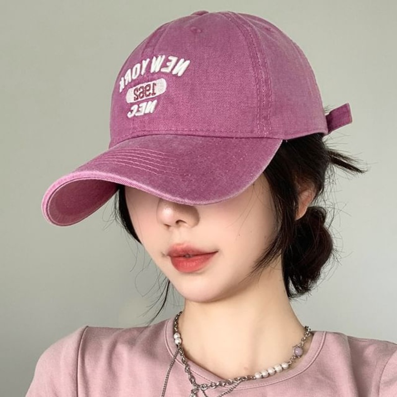 Washed Cap Baseball Lettering Embroidered