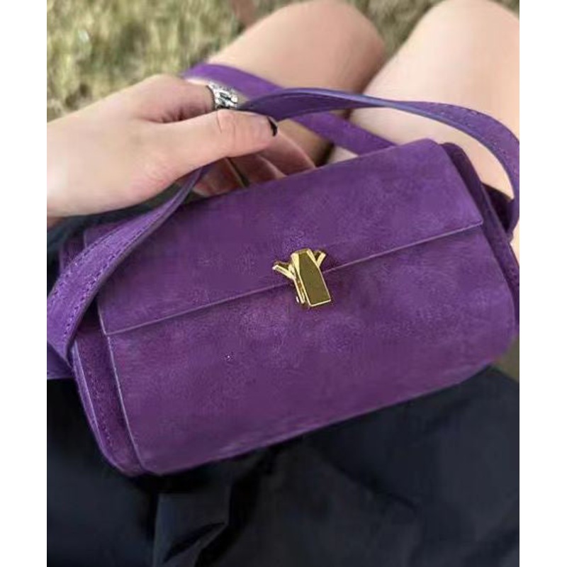 Bag Body Cross Versatile French Purple Suede