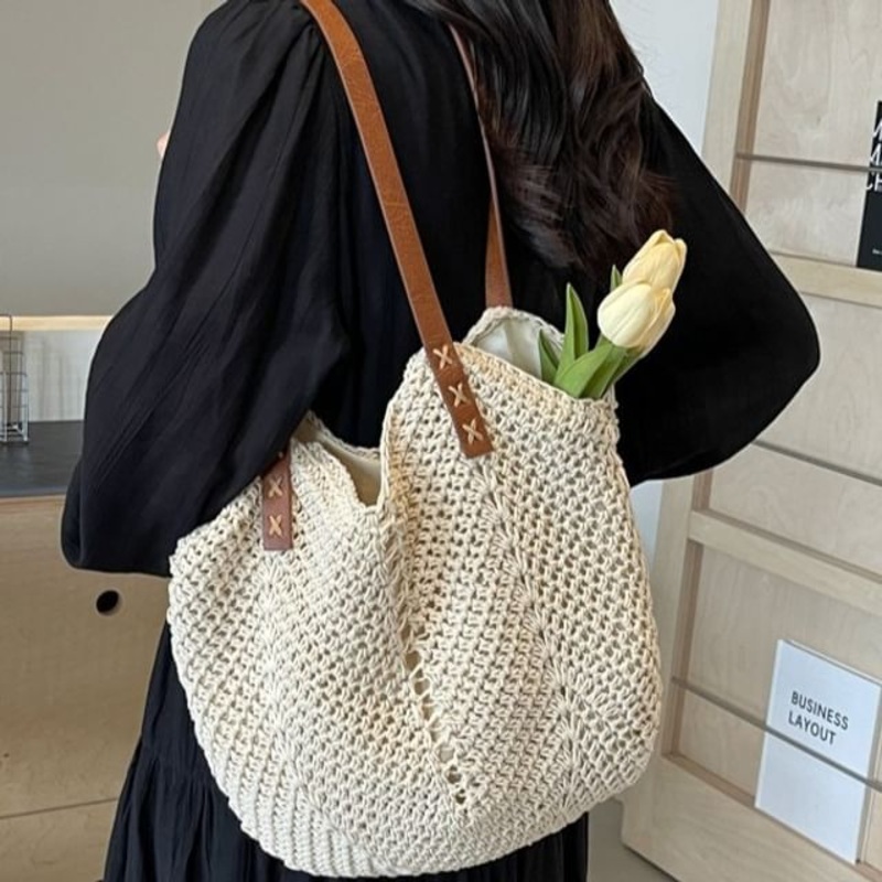 Bag Crochet Tote|Khaki|Off-White|One Size