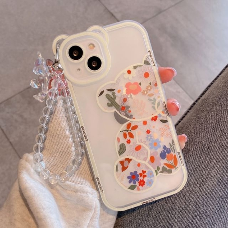 Print Floral Bear Phone Case|Bear + Transparent Chain|iPhone 11|iPhone 11Pro Max|iPhone 12|iPhone 12Pro|iPhone 12Pro Max|iPhone 13|iPhone 13Pro|iPhone 13Pro Max|iPhone 14|iPhone 14Plus|iPhone 14Pro|iPhone 14Pro Max|iPhone 15|iPhone 15Plus|iPhone 15Pro|iPh