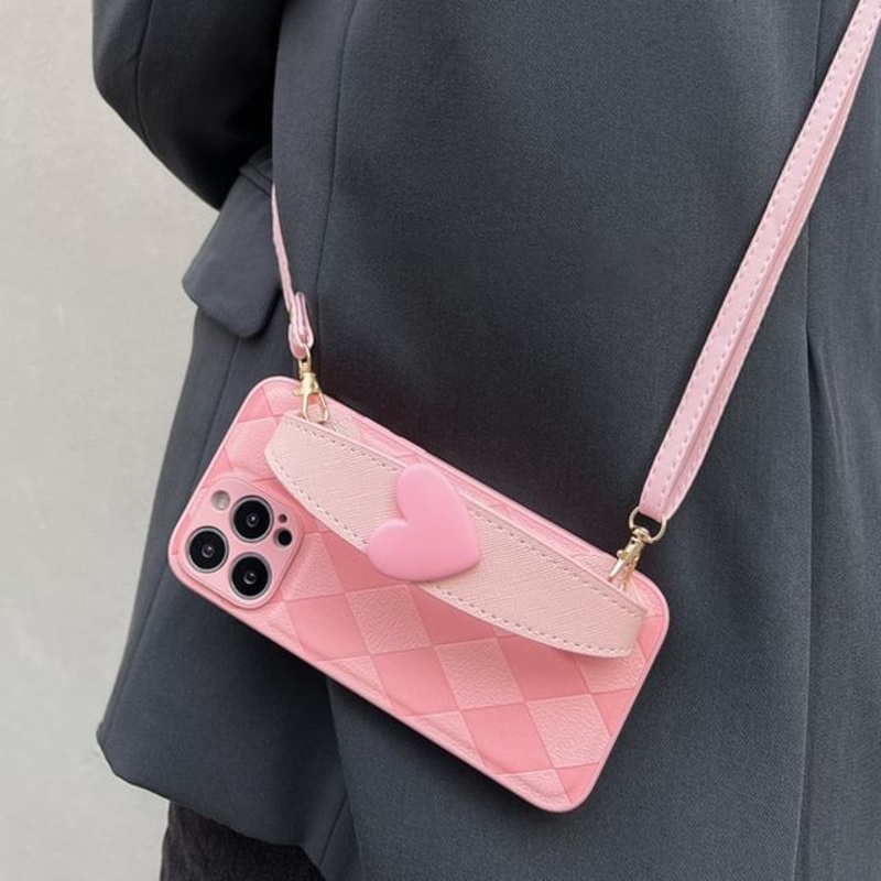 Strap Case Heart Phone|Pink + Wristband|Pink + Wristband + Crossbody Strap|iPhone 11|iPhone 11Pro|iPhone 11Pro Max|iPhone 12|iPhone 12Pro|iPhone 12Pro Max|iPhone 13|iPhone 13Pro|iPhone 13Pro Max|iPhone 14|iPhone 14Plus|iPhone 14Pro|iPhone 14Pro Max|iPhone