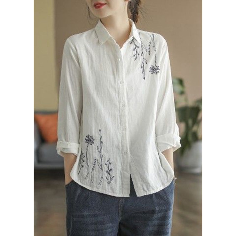 White Collar Cotton Fall Top Women Pan Peter
