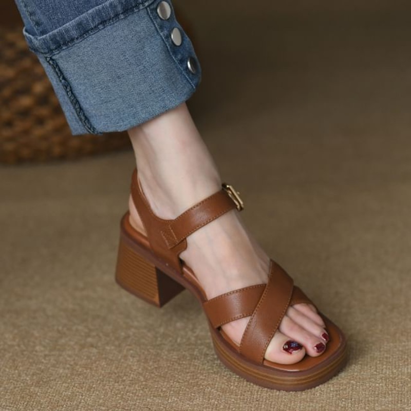 Ankle Heel Strap Chunky Sandals Gladiator