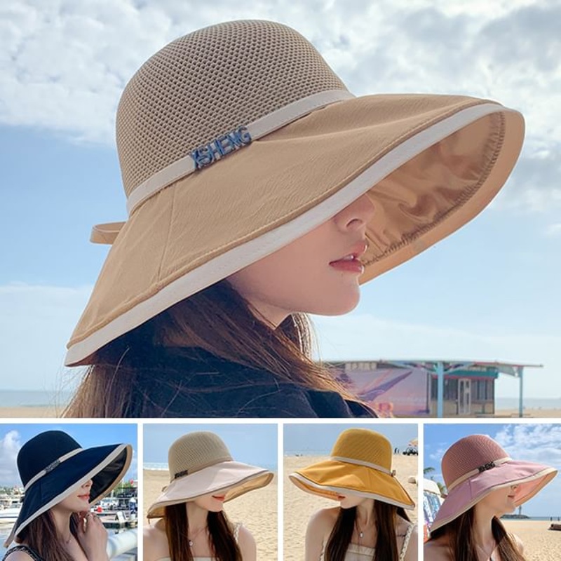 Sun Bow Hat|Beige|Black|Khaki|Pink|Yellow|One Size