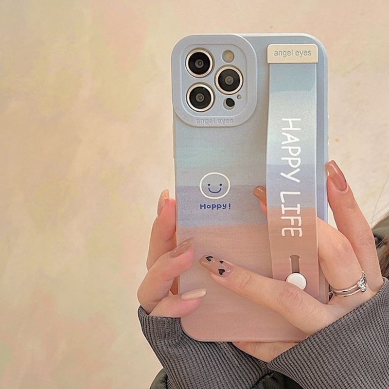 Case Strap Phone Smiley|With Wristband – Gray & Brown|iPhone 11