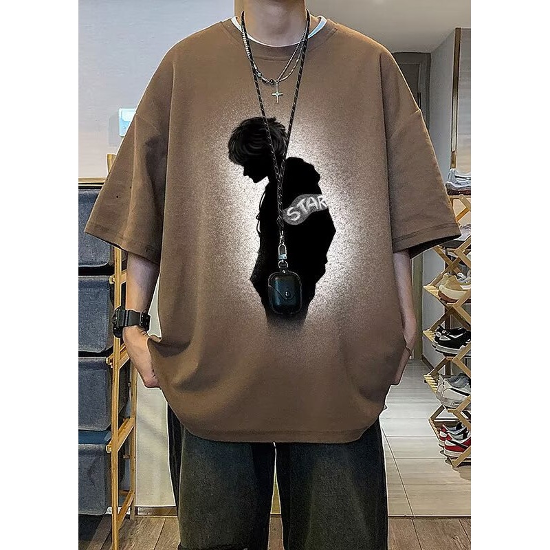 Coffee Original Design Print T Vintage Cotton Men Half Shirt