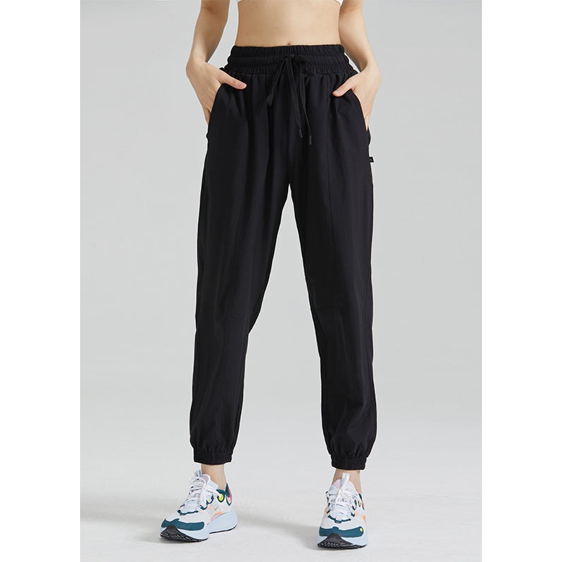 Yoga Waist Tie Loose Elastic Pants Lantern Black