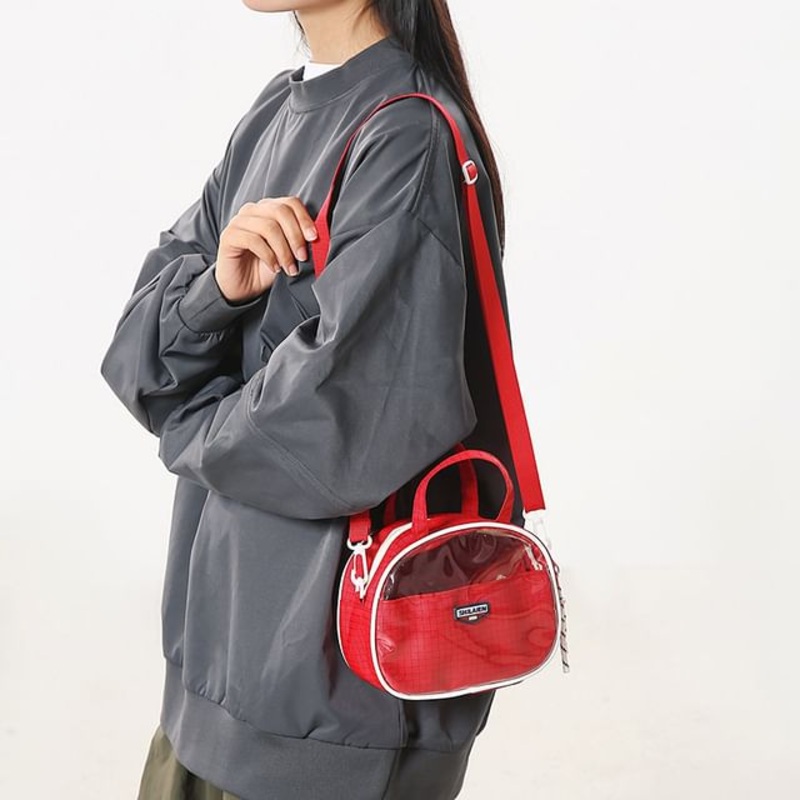 Bag Plaid Crossbody Lettering|Black|Green|Khaki|Red|S|L