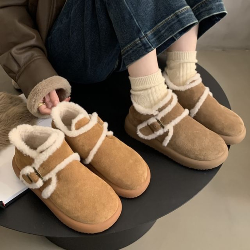 Snow Boots Buckled Ankle|Camel|Chestnut|35|36|37|38|39|40
