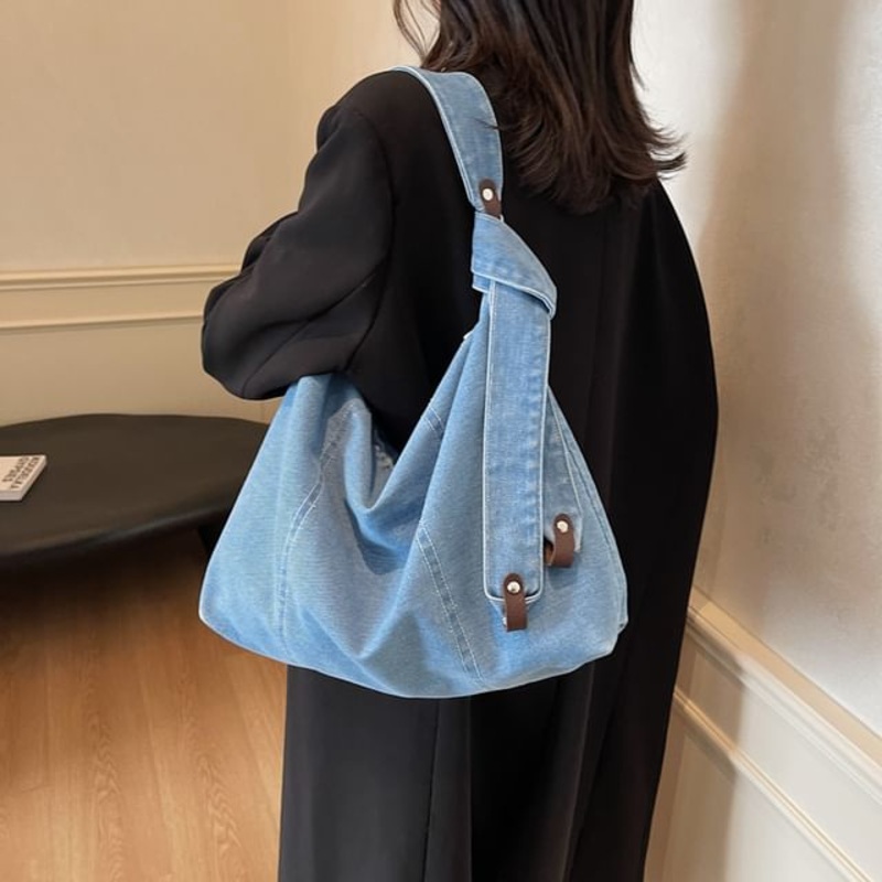 Tote Bag Denim|Black|Dark Blue|Denim Blue|Light Blue|One Size