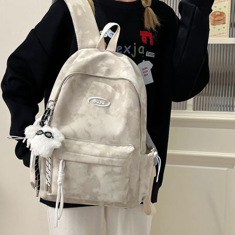 Backpack Tie Laptop Dye Nylon|Black|Green|Red|White|One Size