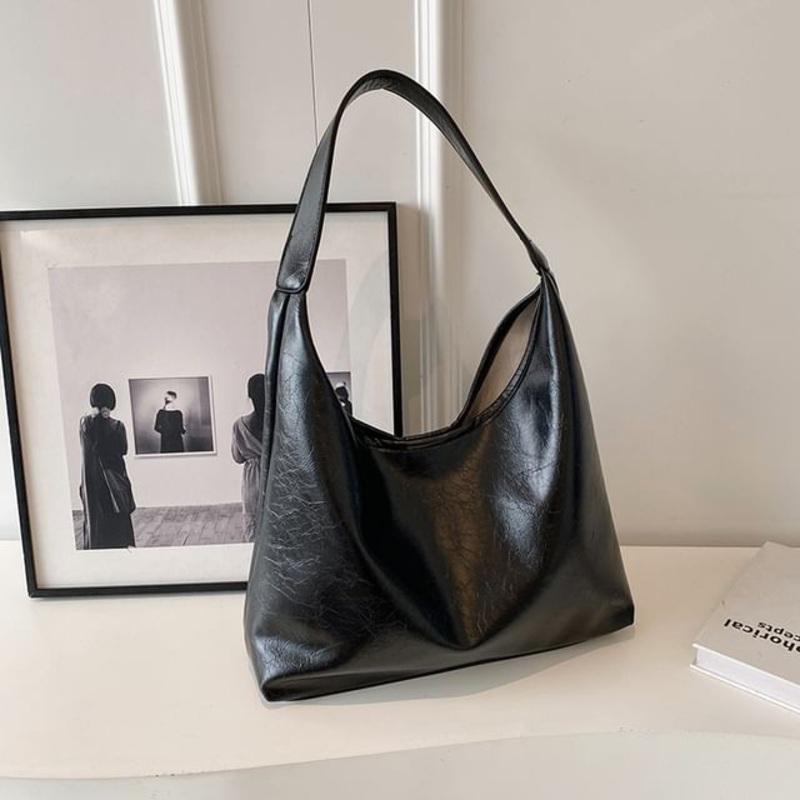 Bag Leather Faux Plain Tote|Coffee|One Size