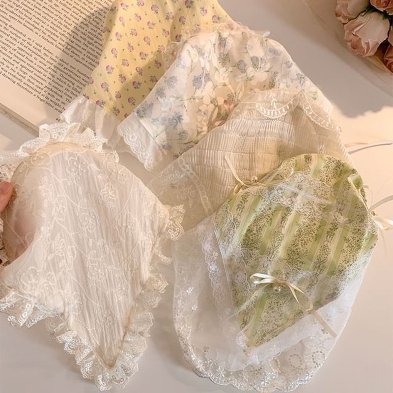 Bow Headband with Headscarf|Bow – Off-White|Floral – Blue & White|Floral – Green & White|Floral – Yellow|Vine – Off-White|One Size