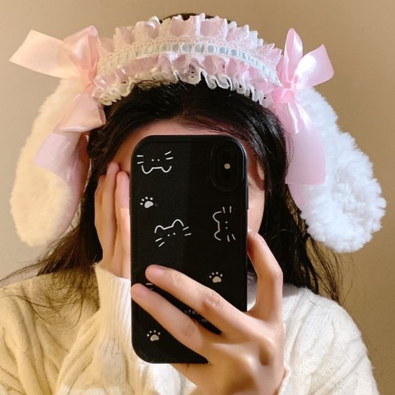 Bow Ruffle Ear Headband Bunny