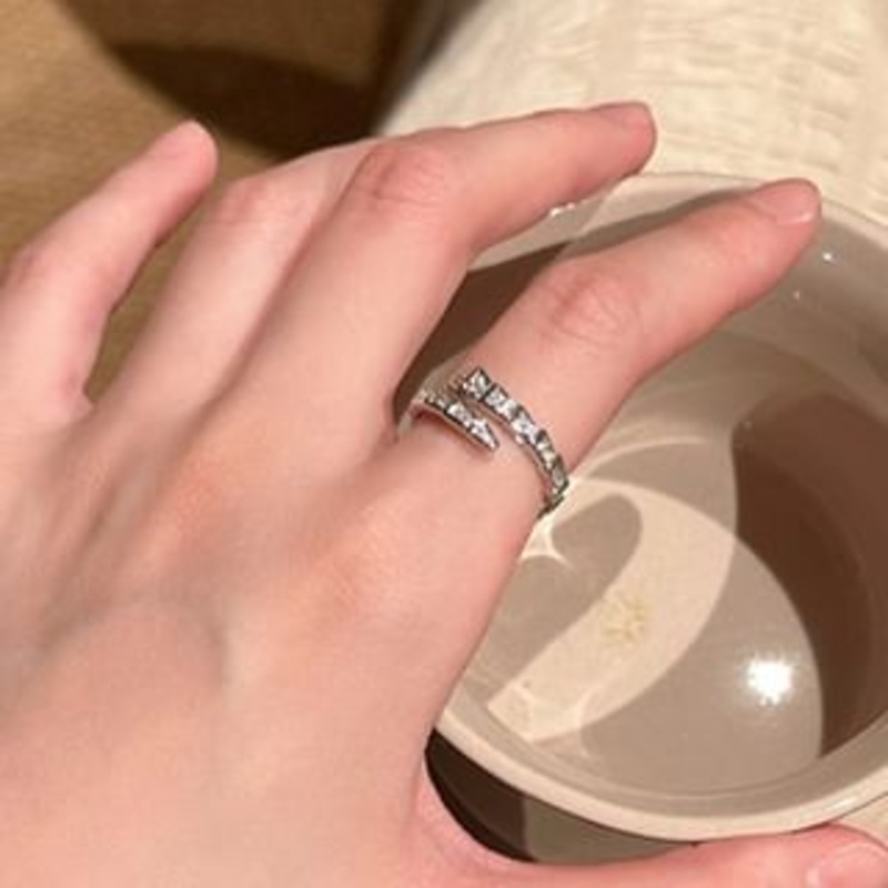 Rhinestone Open Snake Ring