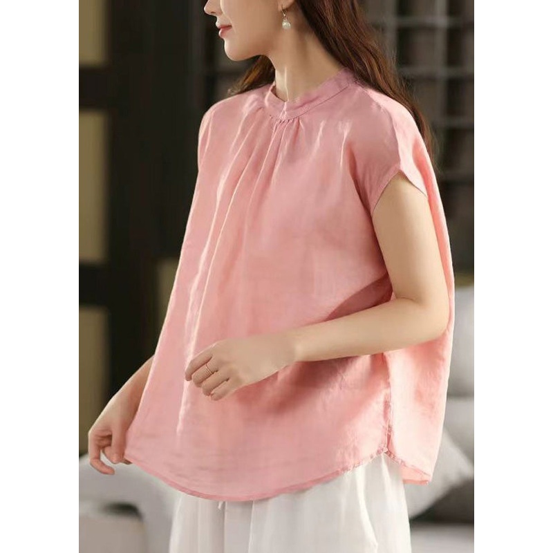 Sides Wear Loose Linen Pink Button On Shirt Both Summer