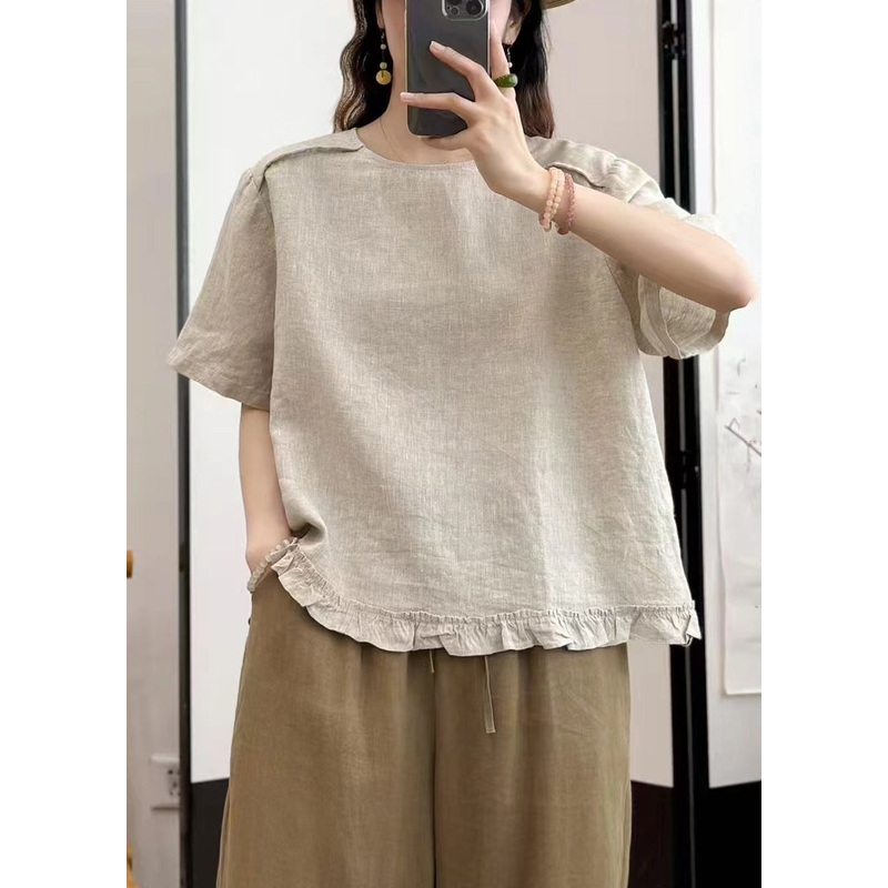 Sides Women Summer Shirt Wear Both Ruffled Linen On