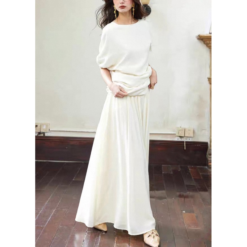 Skirts Shirts Asymmetrical And Elegant T Cotton Wrinkled White