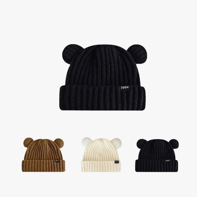 Beanie Ear Bear|A-357 – Beige|A-357 – Black|A-357 – Coffee|E-410 – Black|E-410 – Gray|E-410 – White|One Size