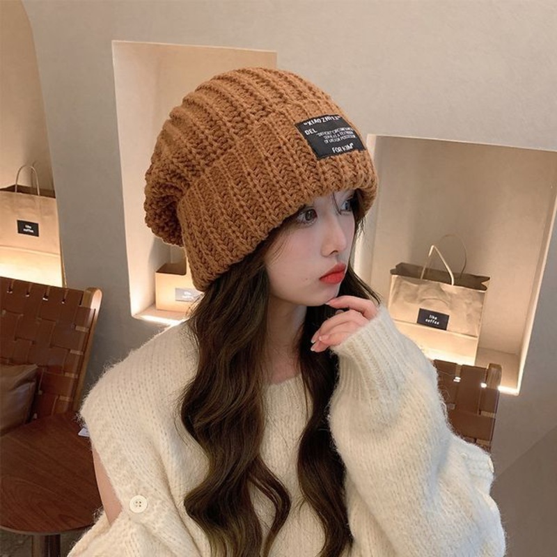 Cable Knit Beanie Applique|A-372 – Beige|A-372 – Black|A-372 – Coffee|One Size