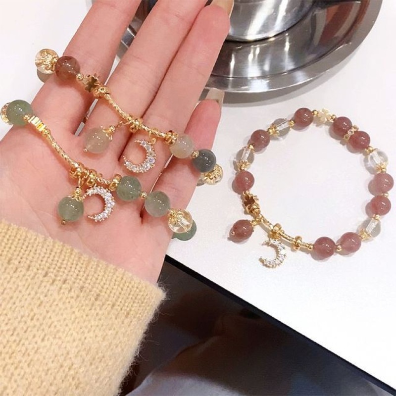 Moon Charm Faux Crystal Bracelet Rhinestone