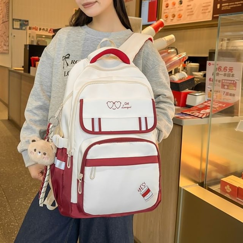 Print Laptop Set Charm Backpack Cartoon / Nylon Bag