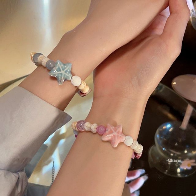 Star Beaded Bracelet|Blue|Pink|One Size