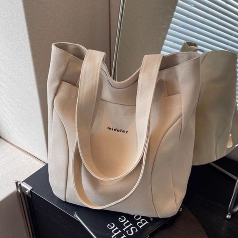 Bag Canvas Lettering Tote|Black|Khaki|Off-White|One Size