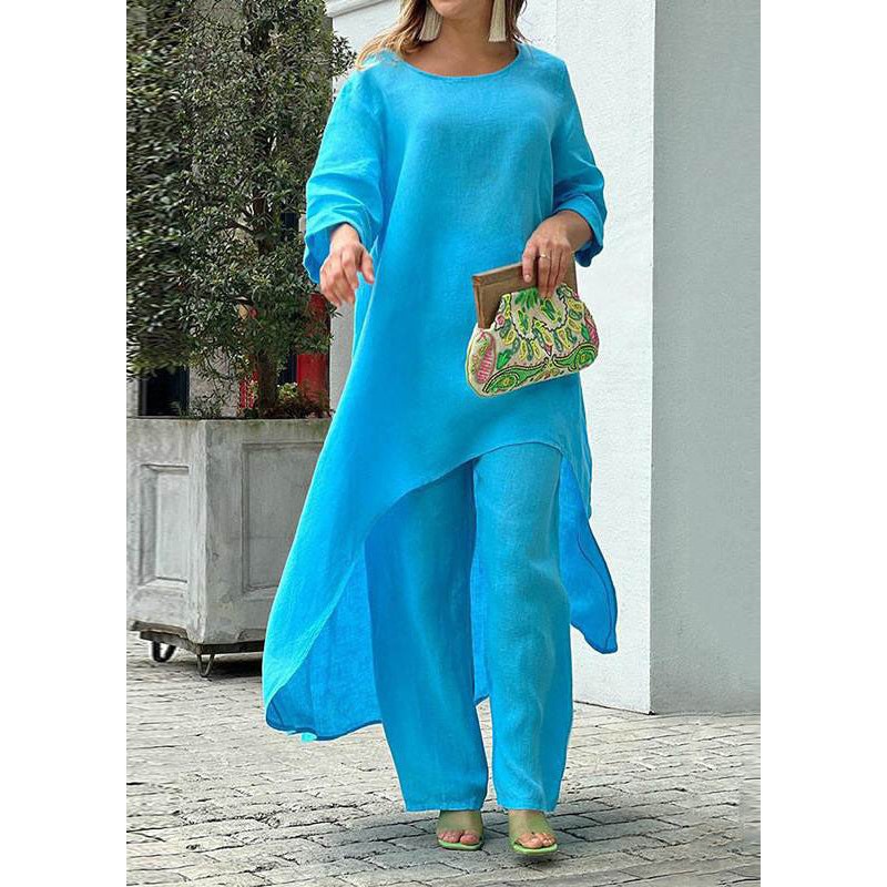 Asymmetrical Simple Leg Blue Wide And Pants Top Patchwork Baby