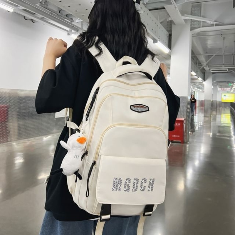 Bag Backpack Nylon Print Lettering Set Laptop Charm /