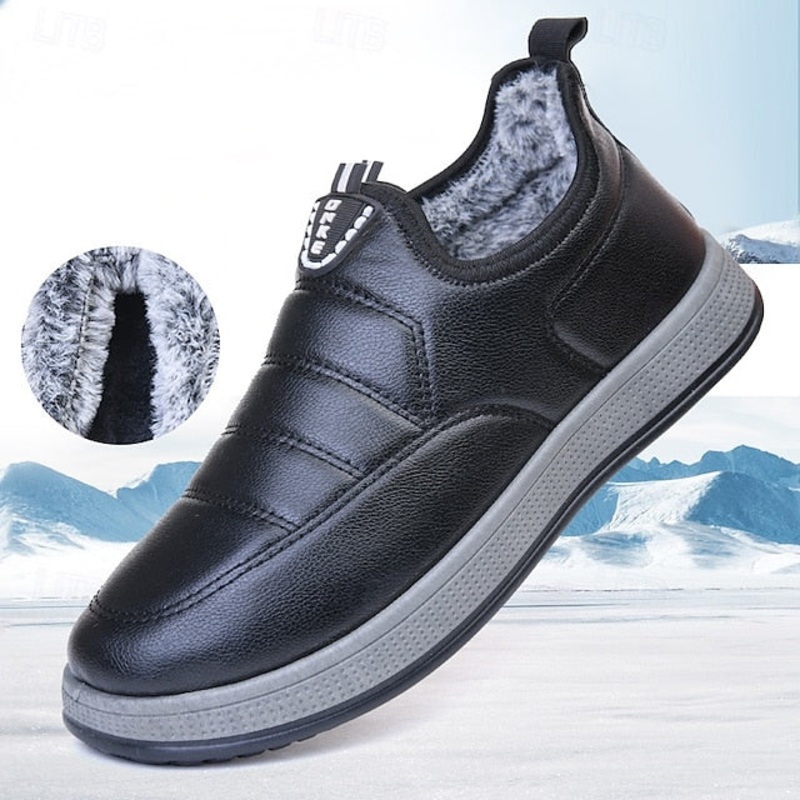 Loafers Boots PU Winter Slip-Ons lined Fleece Men’s