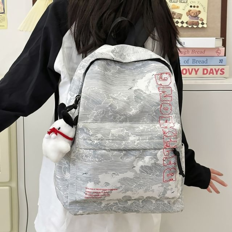 Nylon Backpack Charm Print Set Lettering / Bag Laptop